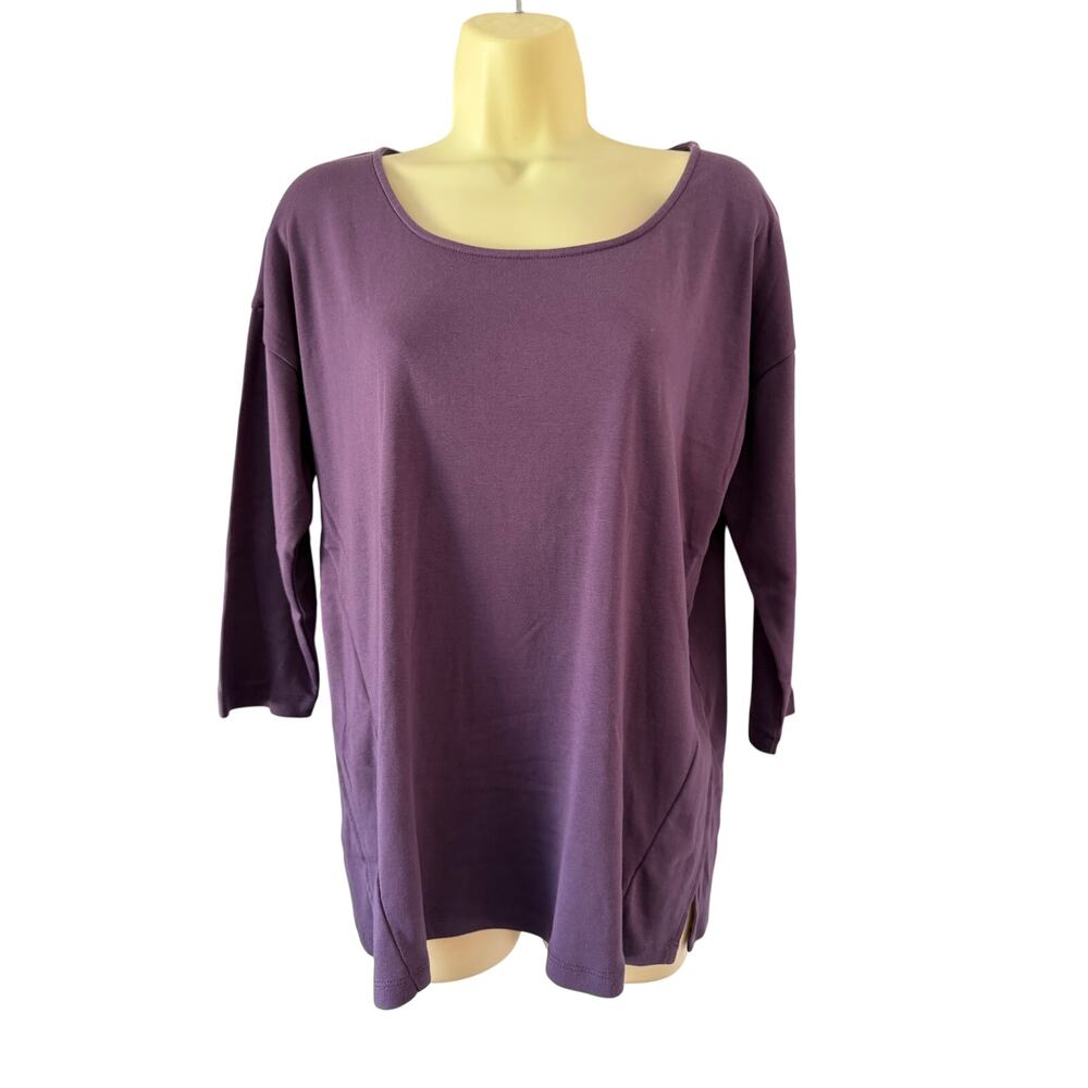 Chico’s 1 The Ultimate Tee Purple Pima Cotton Knit Top Size Medium